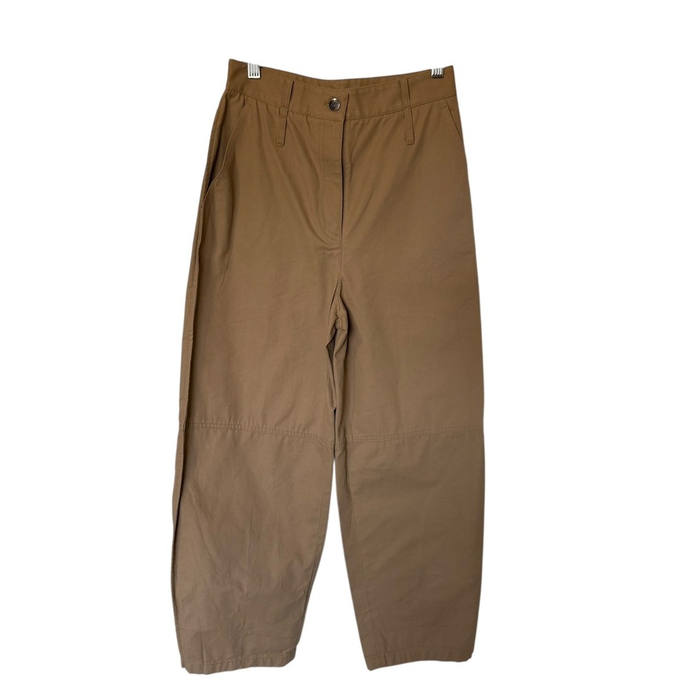 AMASS Tan Khaki High Waisted Barrel Leg Cotton‎ Trousers Size 2